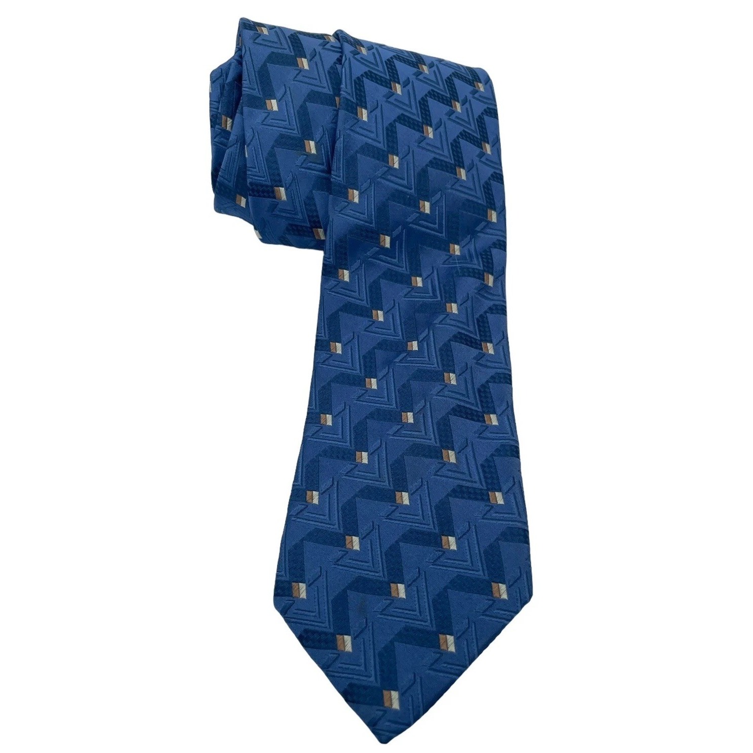Ermenegildo Zegna Men Sz 60"X3 1/2" Blue Geometric 100% Silk Tie Italy Made (Tb8